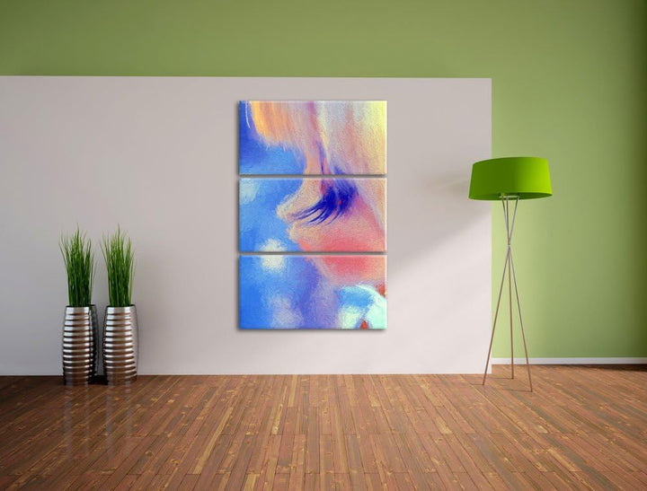 Pullip-Püppchen mit sehr langen Wimpern NewArt 3-Teiler Leinwandbild 120x80 Bild auf Leinwand, XXL r