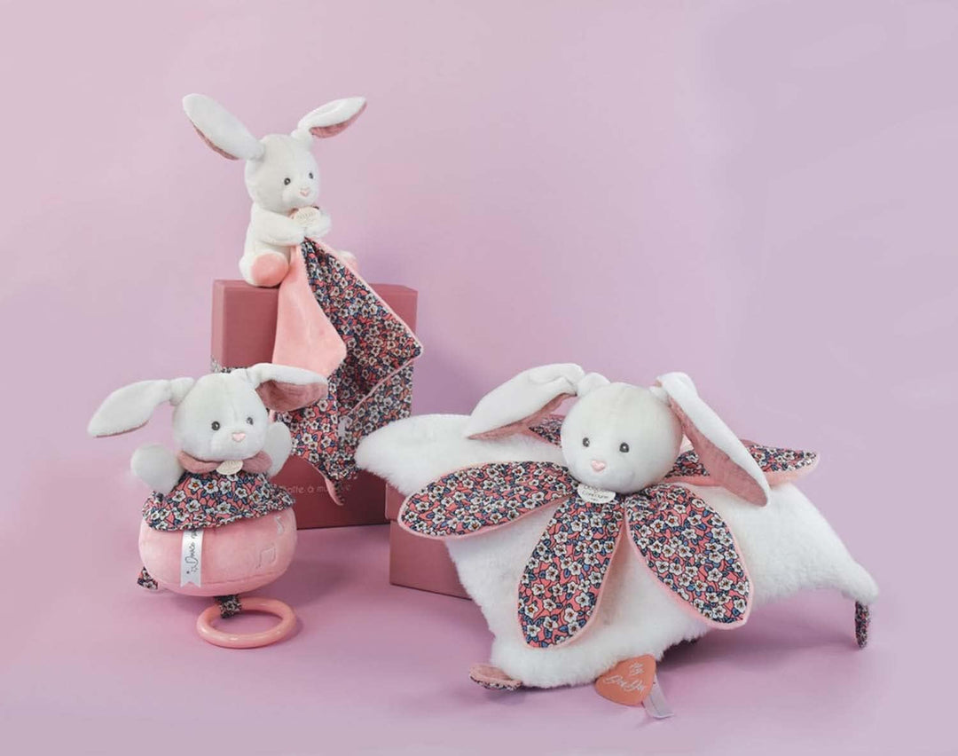 Doudou et Compagnie - Boh'aime Kuscheltier Hase, Rosa, 27 cm – Geschenk zur Geburt – schöne Geschenk