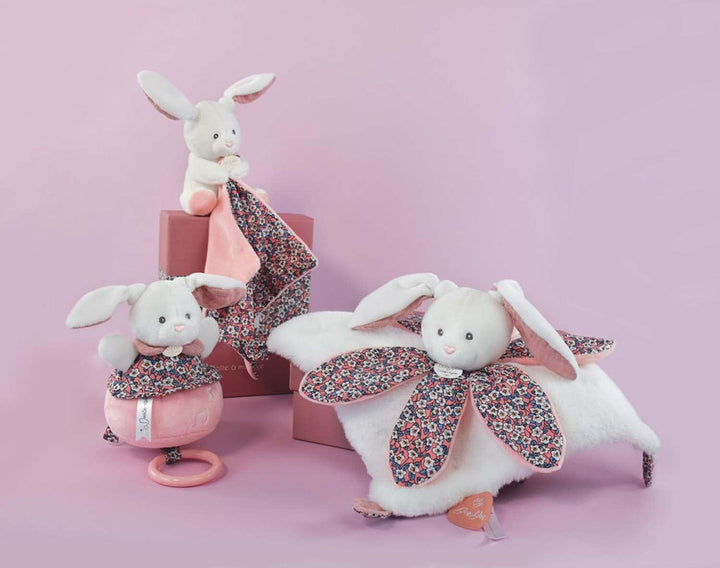 Doudou et Compagnie - Boh'aime Kuscheltier Hase, Rosa, 27 cm – Geschenk zur Geburt – schöne Geschenk
