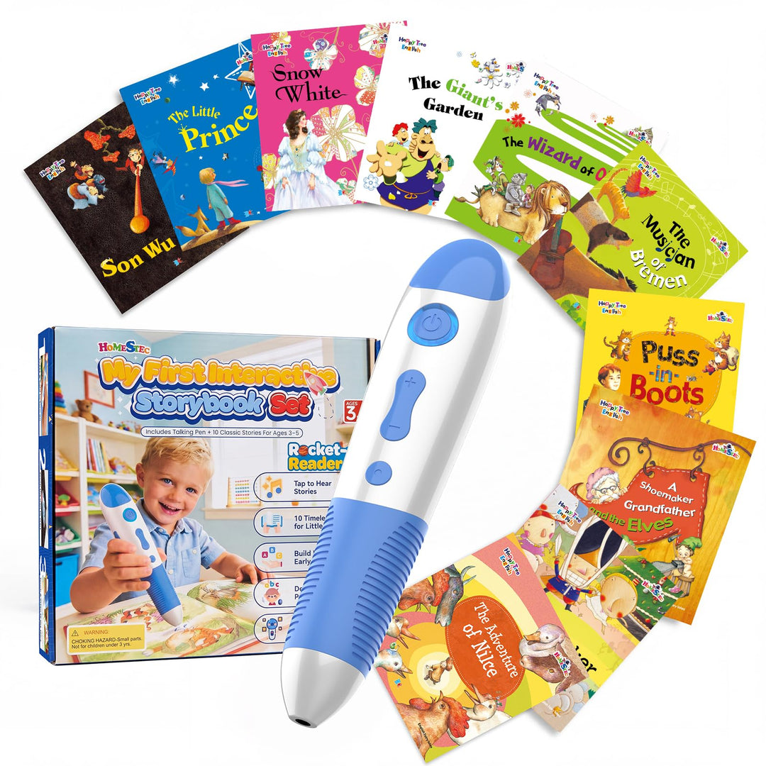 Interaktiver Lernstift mit 10 englischen Geschichtenbüchern, Vorlesestift für Kinder ab 2–5 Jahren,