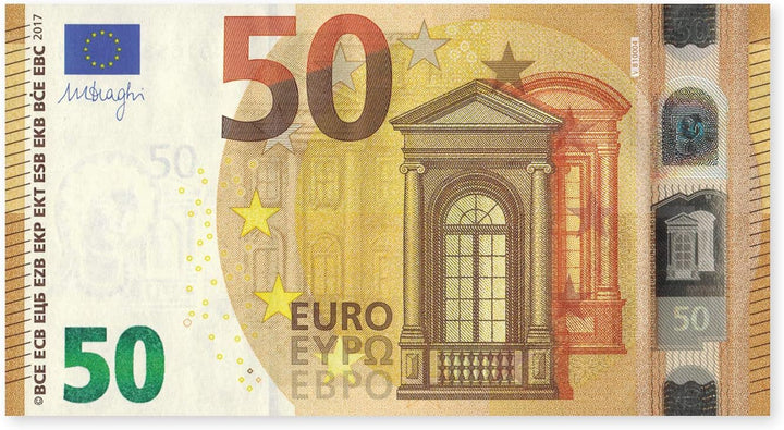 Litfax GmbH 50€ Euroschein/Euro-Geldscheine ca. 180x97 mm/banderoliert, je Pack. 75 Stück (10 PG) …