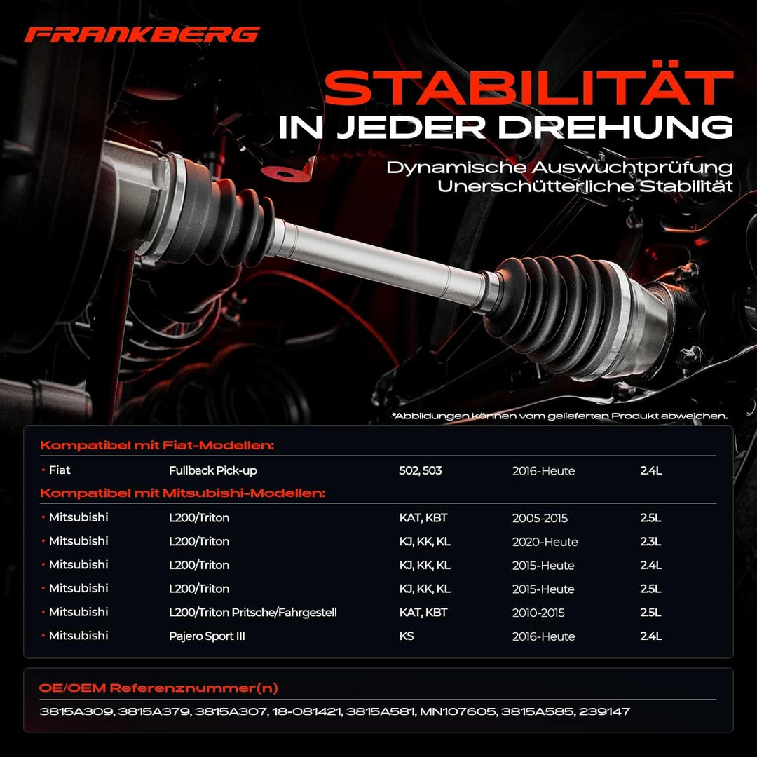 Frankberg Antriebswelle Vorne Links Kompatibel mit L200/Triton KAT KBT 2.5L 2006-2015 Replace# 3815A