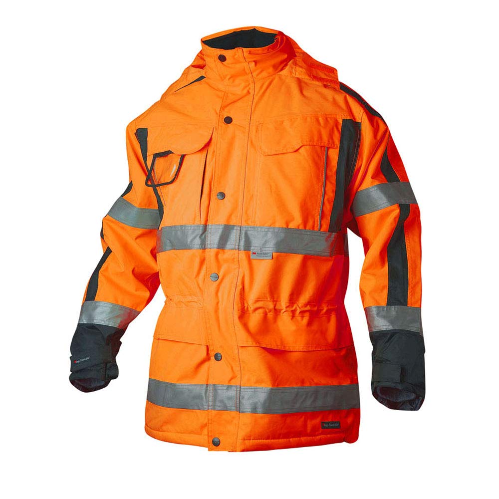 Top Swede 6317-22-05 Modell 6317 Wind und Wasserdichter Parka Jacke, Orange/Marine, Grösse M