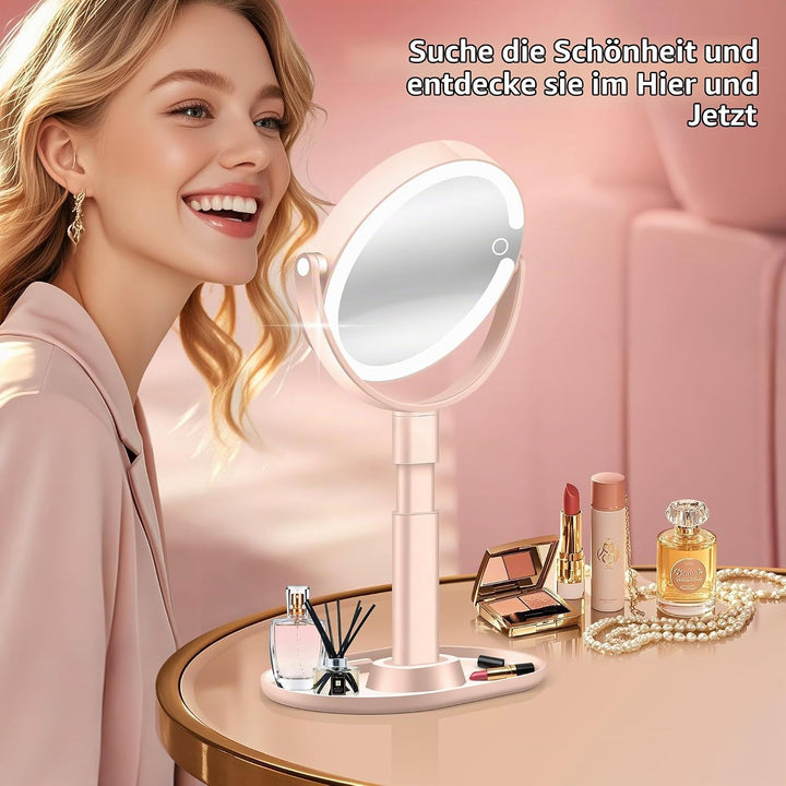 B Beauty Planet Beleuchteter Makeup Spiegel 30X Vergrösserungsspiegel mit 3 Farblicht, dimmbare LED