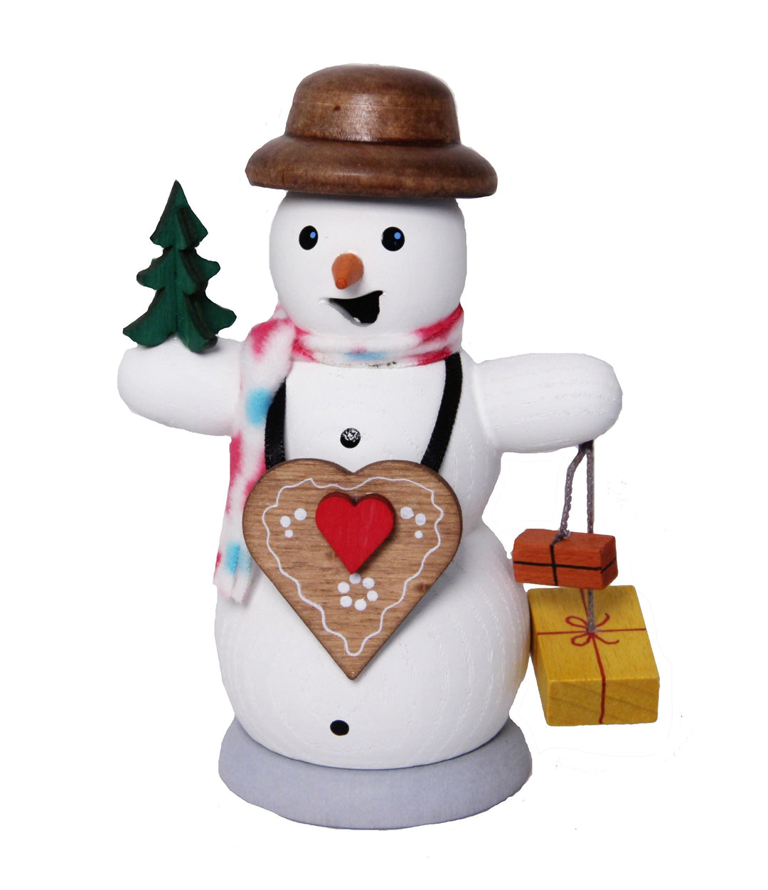 Kuhnert - Rauchmann/Räucherfigur aus Holz - Schneemann mit Lebkuchenherz - ca. 13 cm - Made in Germa