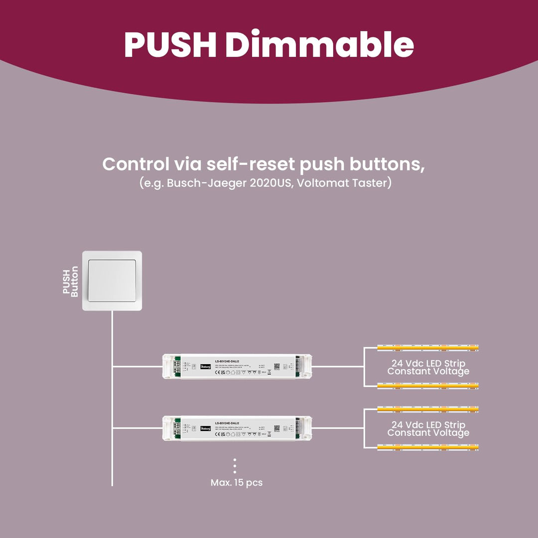 illuburg LED Treiber 24V 80W DALI Push Taster Dimmbar Flackerfrei für LED Streifen Trafo Transformat