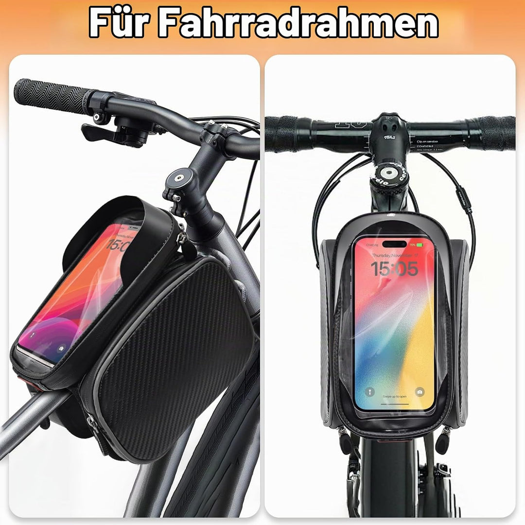 Lenkertasche Fahrrad, Wasserdicht Fahrrad Rahmentasche mit TPU Touchscreen Handytasche Oberrohrtasch