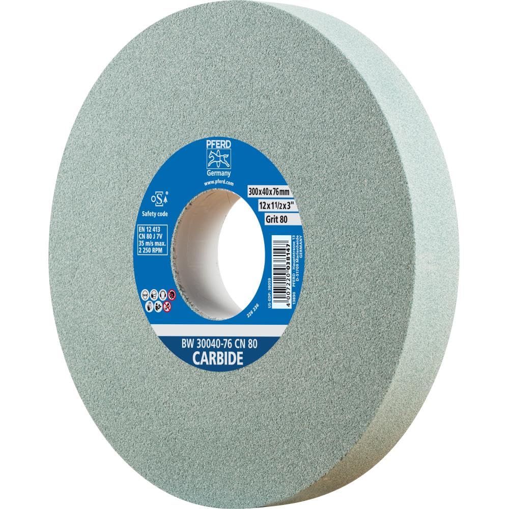 PFERD Schleifbockscheibe CARBIDE, 300x40x76mm, SiC 80, 39009730 – Weiche, aggressive Schleifscheibe
