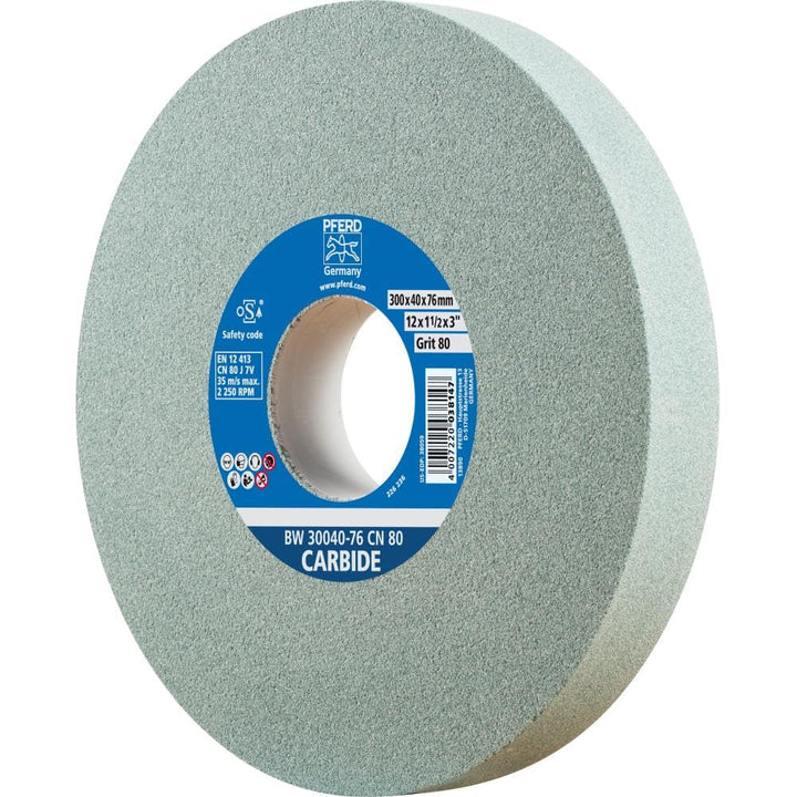 PFERD Schleifbockscheibe CARBIDE, 300x40x76mm, SiC 80, 39009730 – Weiche, aggressive Schleifscheibe