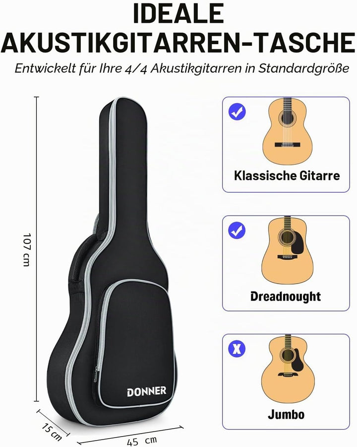 Donner Gitarrentasche 41 Zoll - 5mm Dicke, 41 Zoll - 5mm Dicke