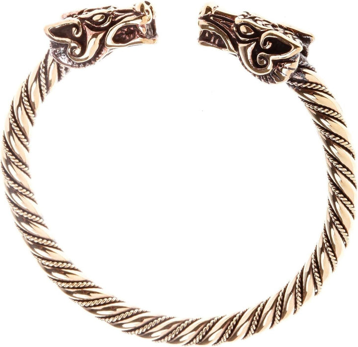 Windalf Wikinger Bronze Armreif DRACON 7 cm gekordelter Drachen Armschmuck Handgeschmiedet