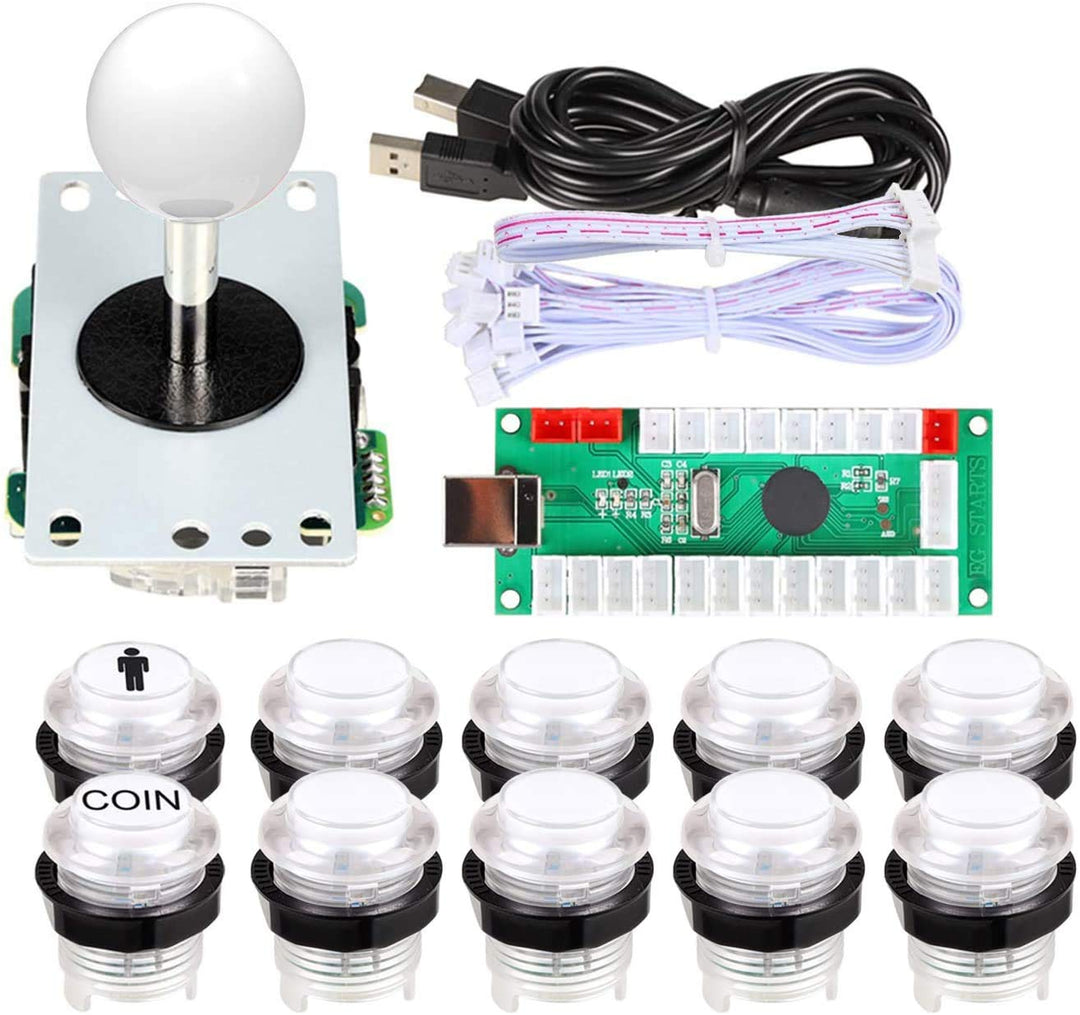 EG STARTS 1 Spieler USB LED Encoder zu PC-Spiele 8-Wege-Stick-Controller + 10x LED beleuchtet Tasten