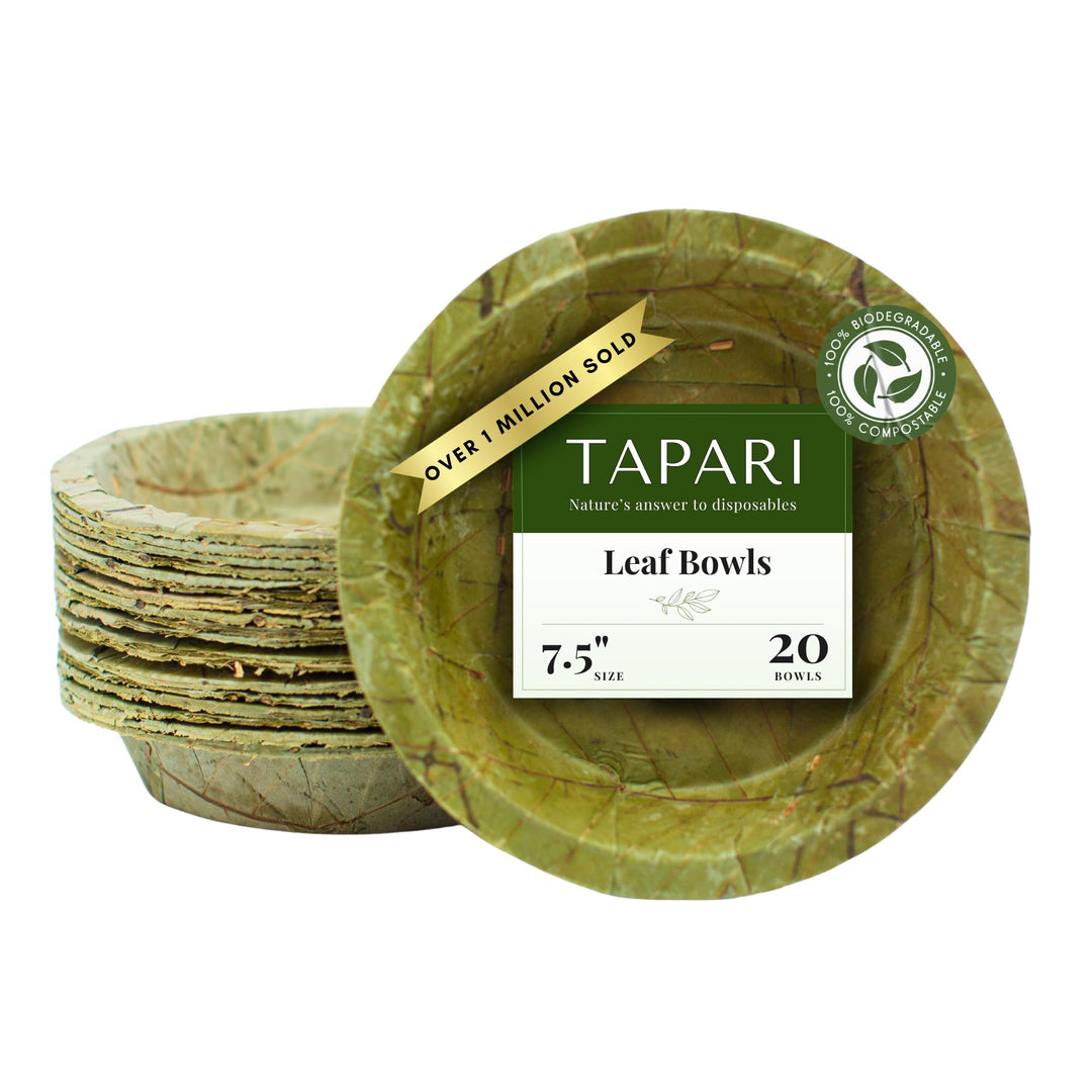 TAPARI Robust Umweltfreundliche Einweggeschirr Schalen aus Blättern Ø 19cm- 100% biologisch abbaubar