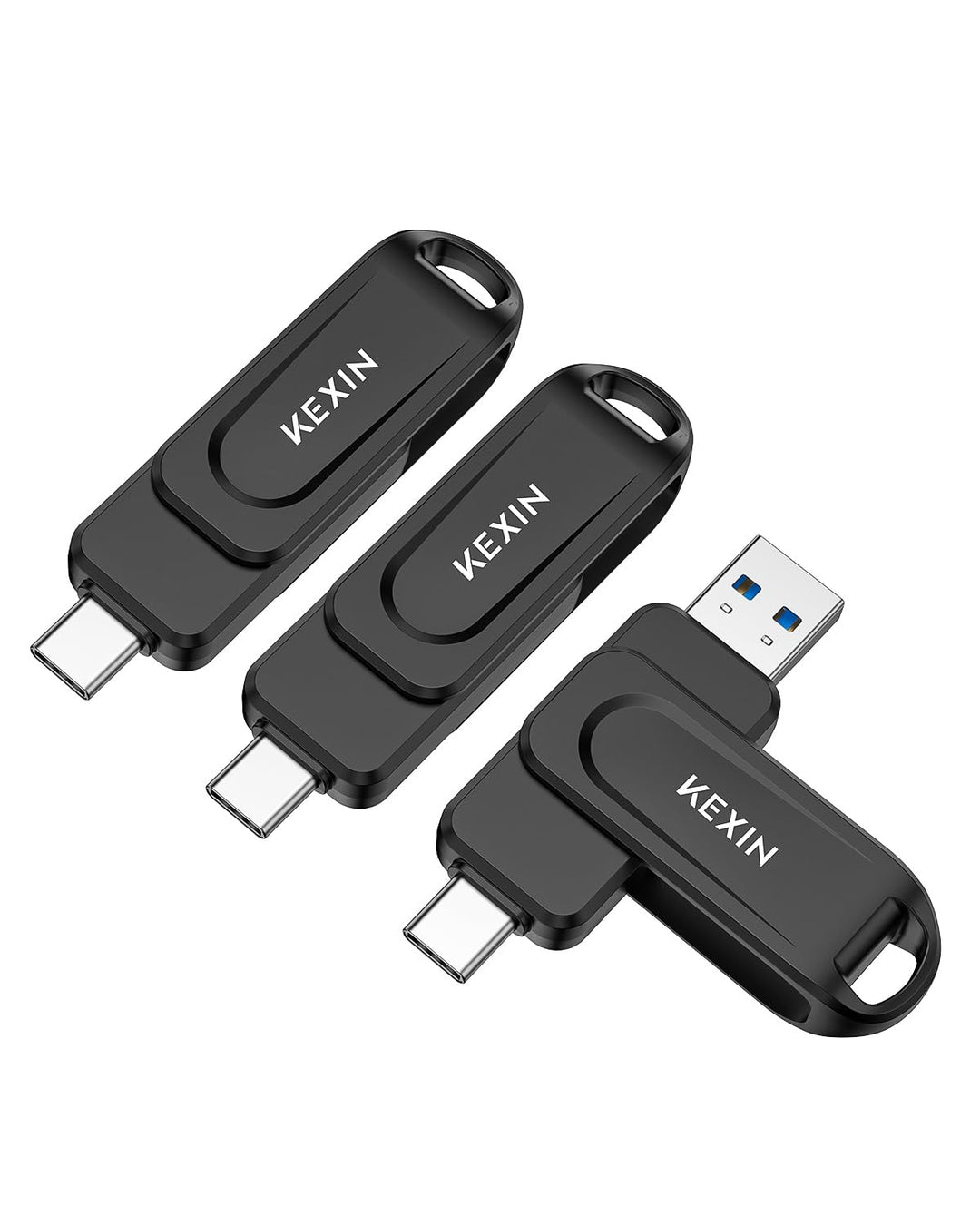 KEXIN USB C Stick 64GB 3 Stück USB 3.0 OTG, bis zu 110 MB/s, Dual-USB Type-C & USB-A Anschlüsse, Spe