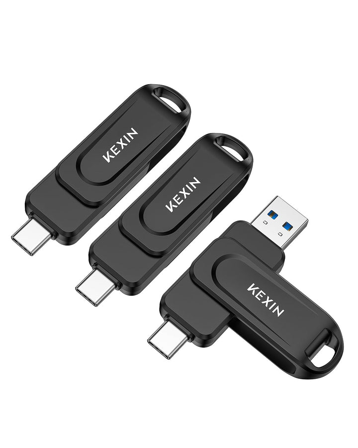 KEXIN USB C Stick 64GB 3 Stück USB 3.0 OTG, bis zu 110 MB/s, Dual-USB Type-C & USB-A Anschlüsse, Spe