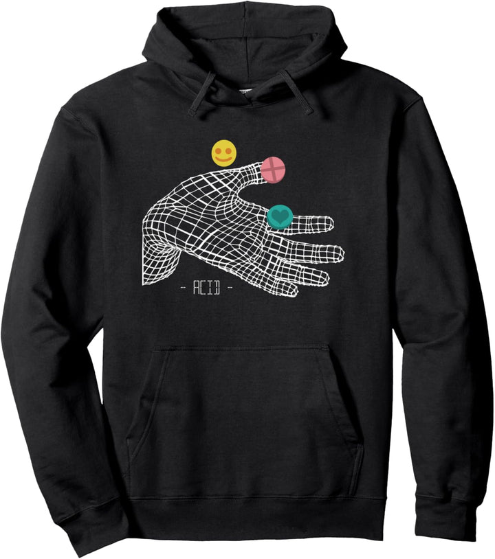 Techno Rave – geometrische Hand – Säure Pullover Hoodie