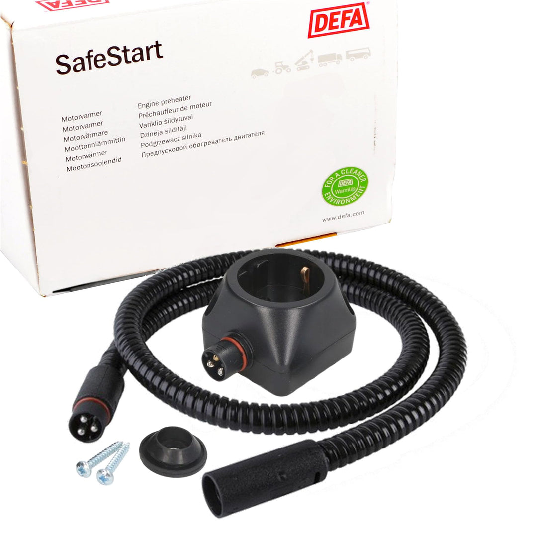 DEFA 460804 Verbindungskabel Innen Schwarz 2m 230V + 460829 Steckdose (Set, 2-teilig)