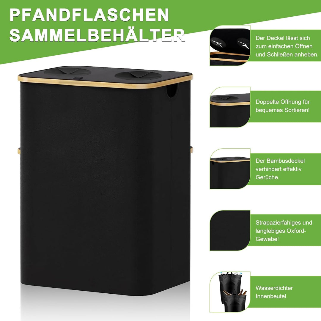 Pfandflaschen Sammelbehälter 140L mit Deckel, Gross Pfandflaschen Aufbewahrung, Behälter Leergut & A