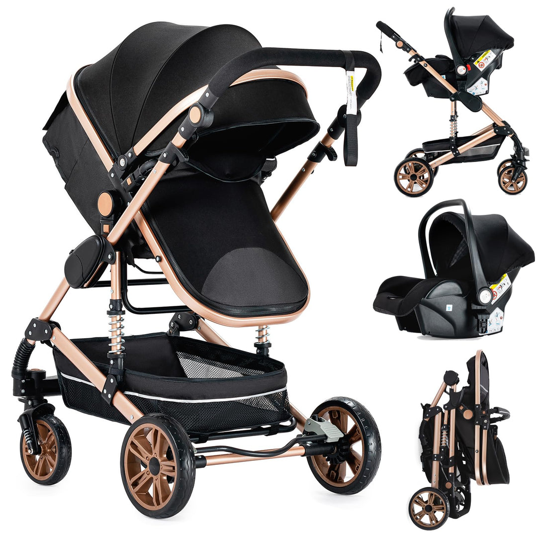 3 in 1 Kombikinderwagen 3 in 1 Reisesysteme Kinderwagen Infant Hochlandschaft Liegender Buggy Kinder