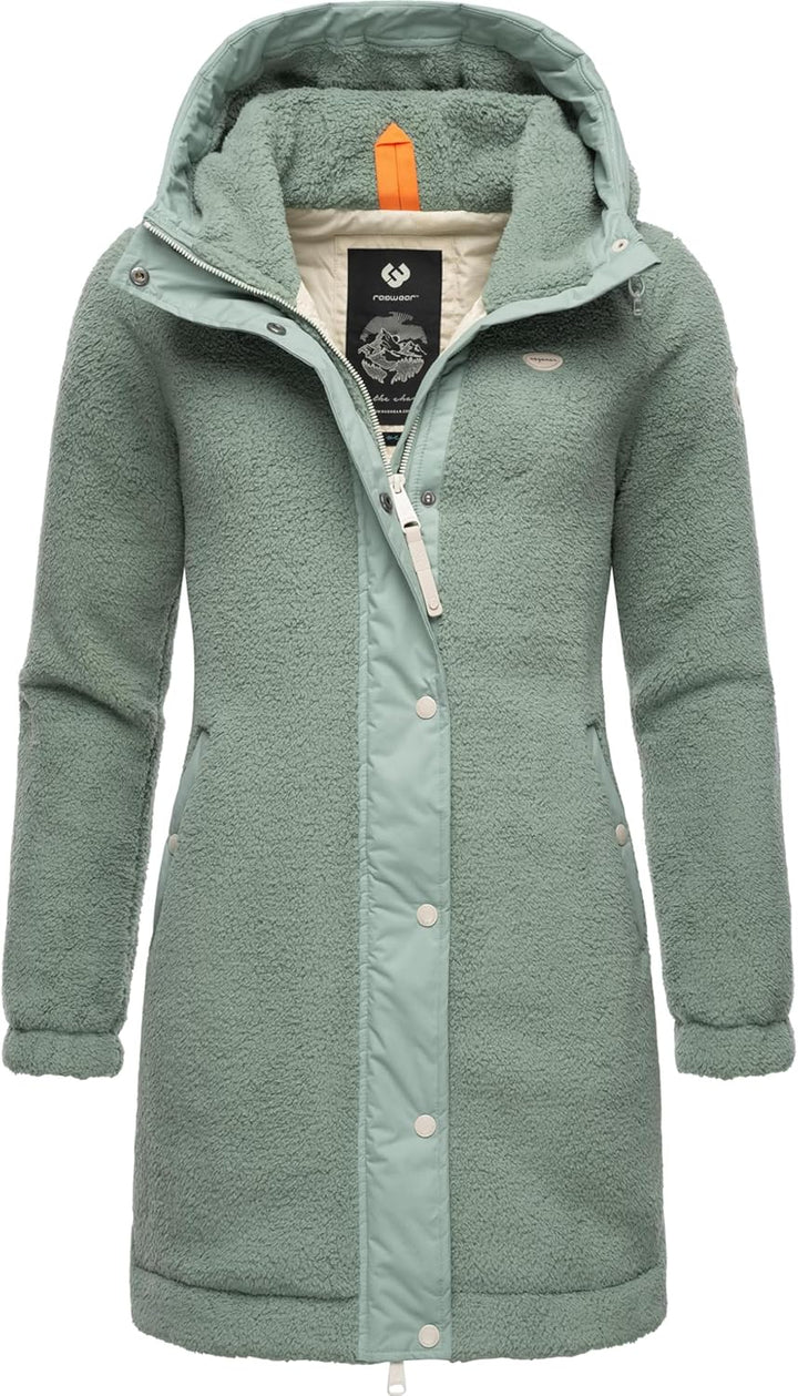 Ragwear Damen Fleecejacke Kurze Teddyfleece-Jacke warm mit Kapuze Cousy XS-6XL 4XL Dusty Green, 4XL