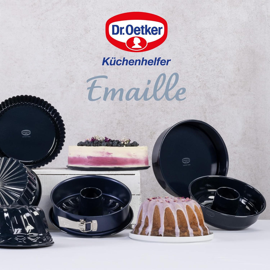Dr. Oetker 2363 Oetker Hebeboden Ø 28 cm BACK-LIEBE EMAILLE, runde Backform mit schnitt- & kratzfest