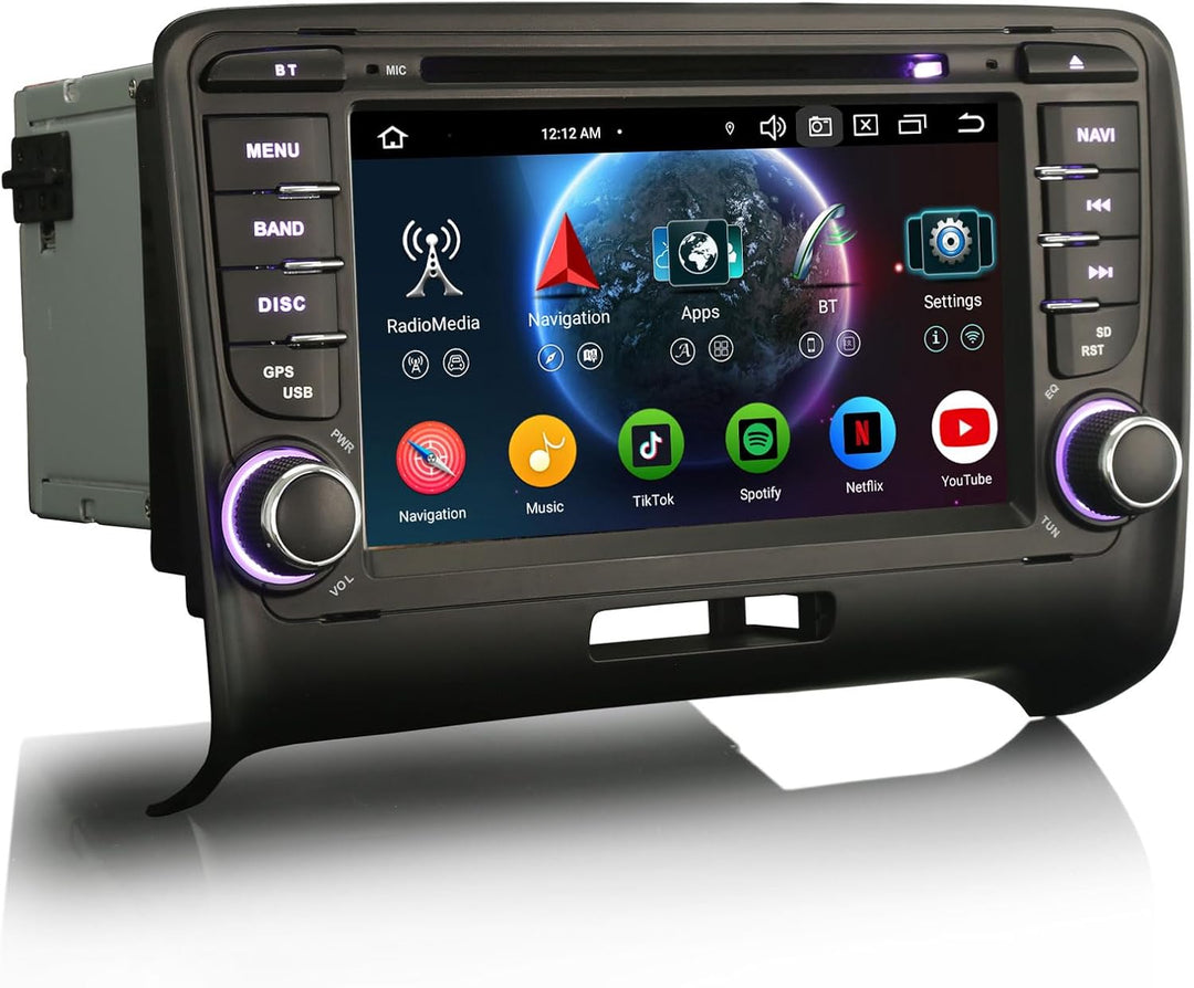 Erisin 8-Kern 4GB+64GB Android 14 Autoradio GPS Navi für Audi TT MK2 7 Zoll DVD Player Touchscreen U