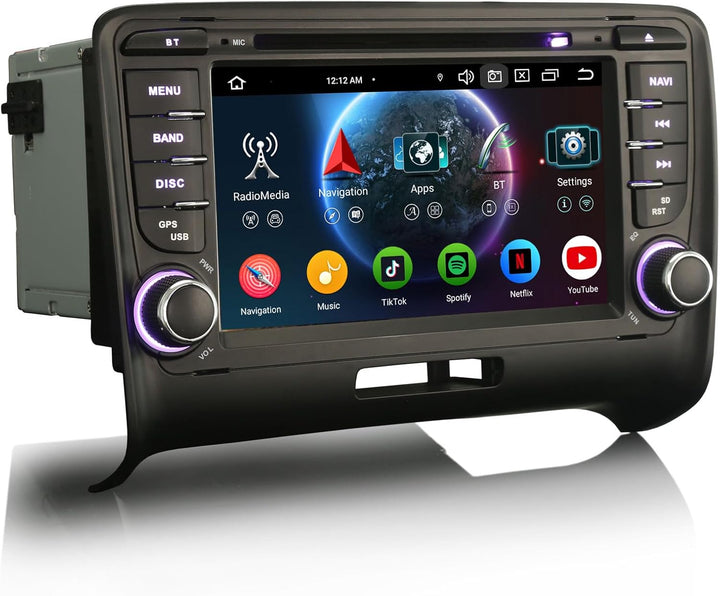 Erisin 8-Kern 4GB+64GB Android 14 Autoradio GPS Navi für Audi TT MK2 7 Zoll DVD Player Touchscreen U