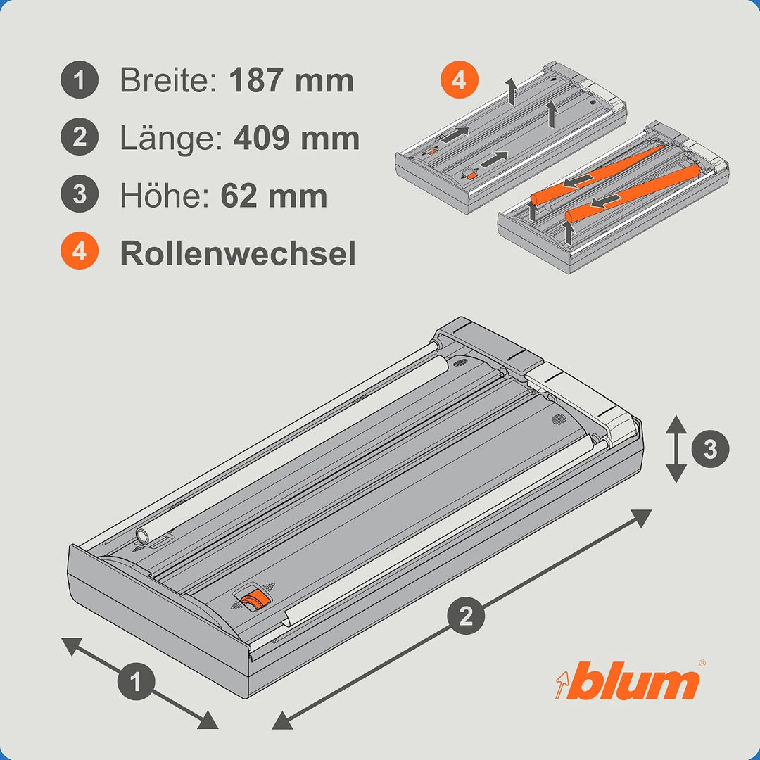 Blum I AMBIA-LINE Folienschneider I Alufolienspender I Schublade Schubkasten inkl. Folien