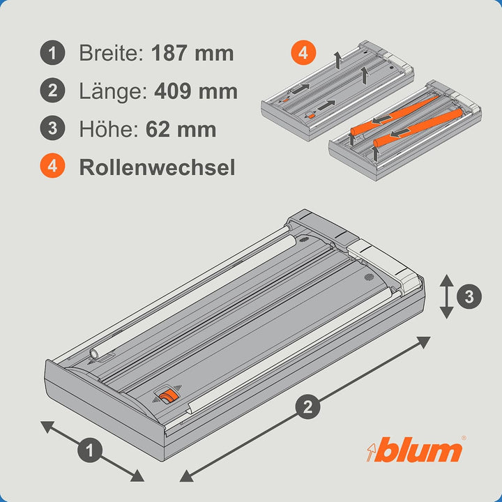 Blum I AMBIA-LINE Folienschneider I Alufolienspender I Schublade Schubkasten inkl. Folien