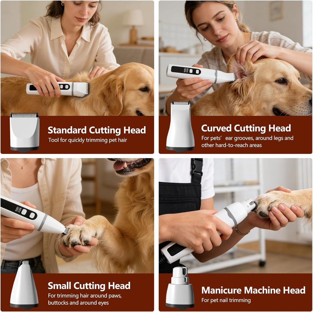 Pfotentrimmer für Hunde 4 in 1, Wiederaufladbar Hundeschermaschine Pfotentrimmer Krallenschleifer mi