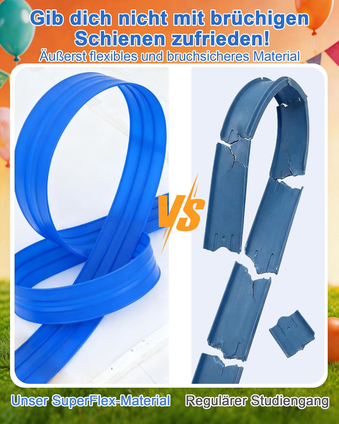 Dreispurige Flexible Rennbahn für Kinder – 5 m Lange Saugnapf-Schwerkraftrampe für 1:64-Modellautos,