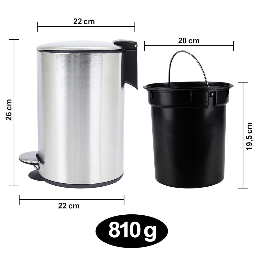 BADIONA Kosmetikeimer 5l Edelstahl mit Absenkautomatik | Badezimmer Mülleimer klein | Mini Mülleimer