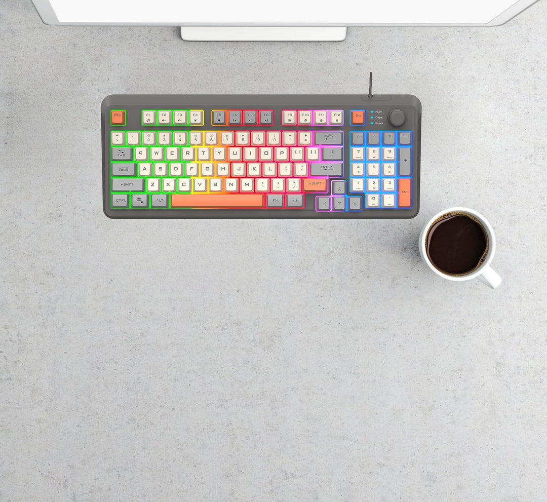 Kompakte Kabelgebundene Gaming Tastatur mit 94 Tasten Mechanisch 3 Farben Gemischte Tastenkappen Coo
