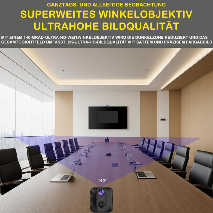 4G-Niedrigstrom-Überwachungskamera Mini Kamera, 140-Grad-Ultra-HD-Weitwinkelobjektiv, mit HD Nachtsi