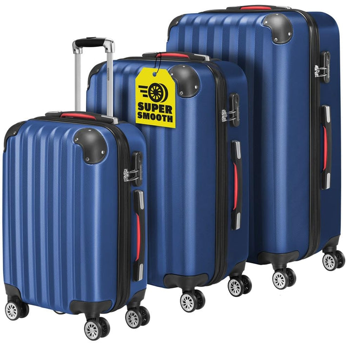 Monzana® Kofferset Baseline 3er Hartschalen-Koffer Trolley Reisekoffer Rollkoffer Handgepäck 4 Rolle