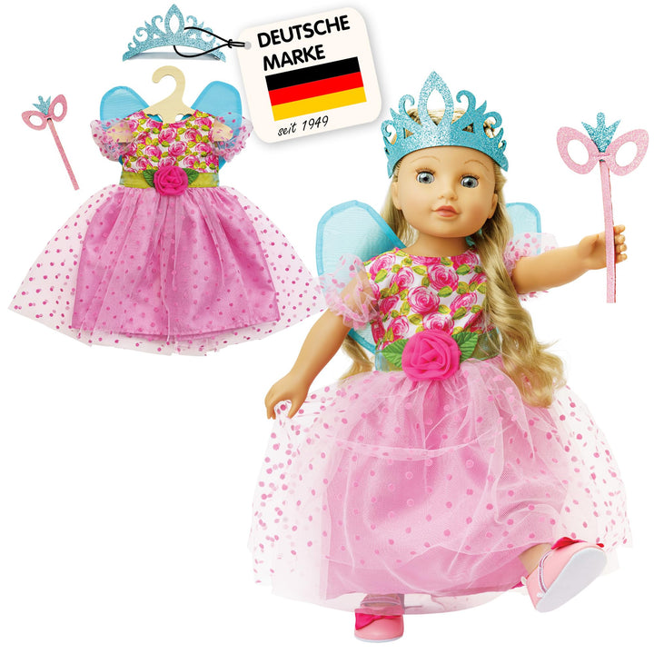 Heless 2440 - Puppenkleidung im Design Prinzessin Lillifee, Kleid inkl. Glitzerkrone und Augenmaske