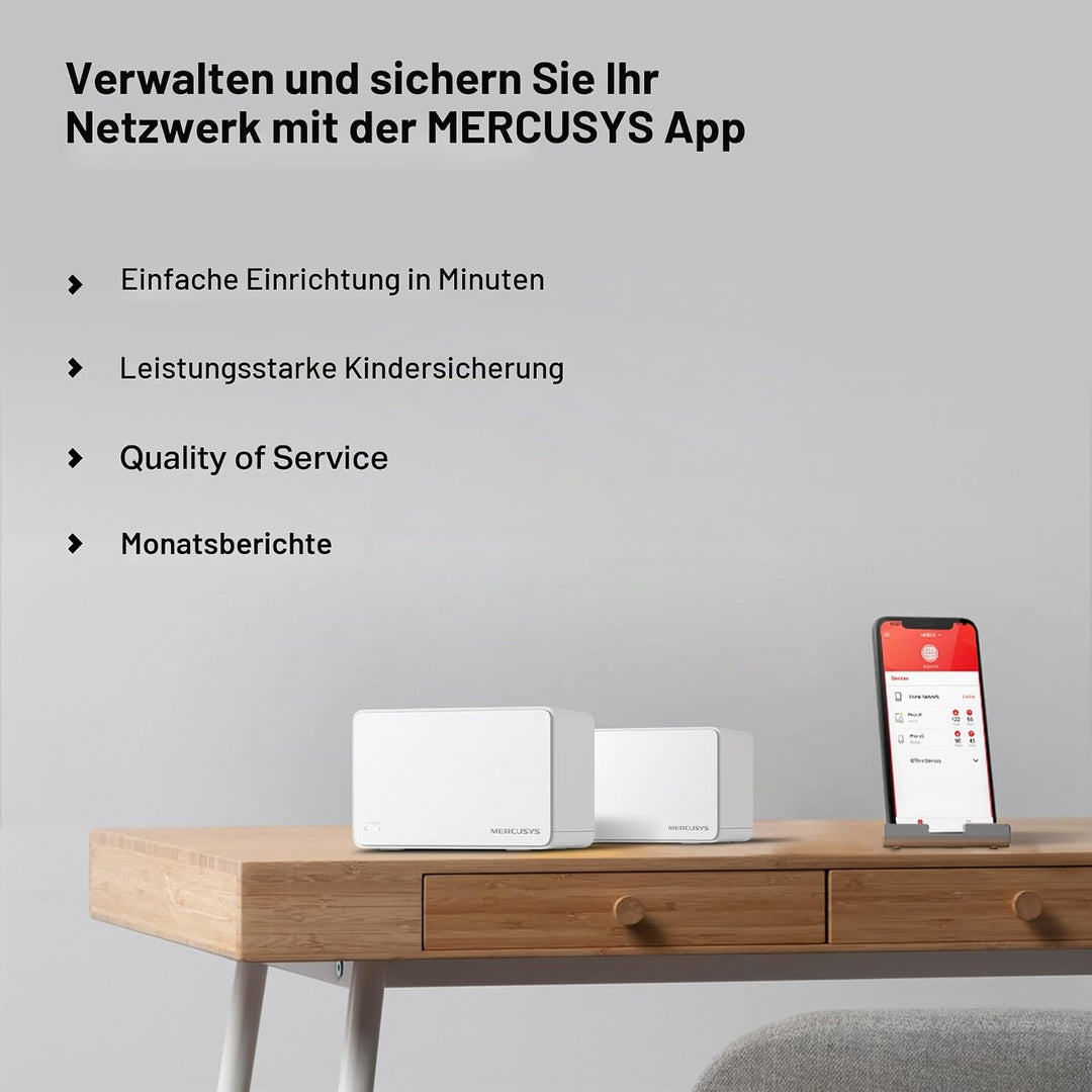 Mercusys Halo H3000X(2-Pack) WLAN-Router 6 Mesh, AX3000, Dualband, Reichweite bis zu 420 m², 3 x Gig