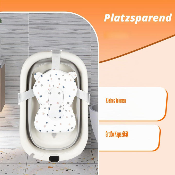 Faltbare Baby Badewanne mit Rutschfestem Kissen – Babywanne Ergonomisch, Tragbare Badewanne für Neug