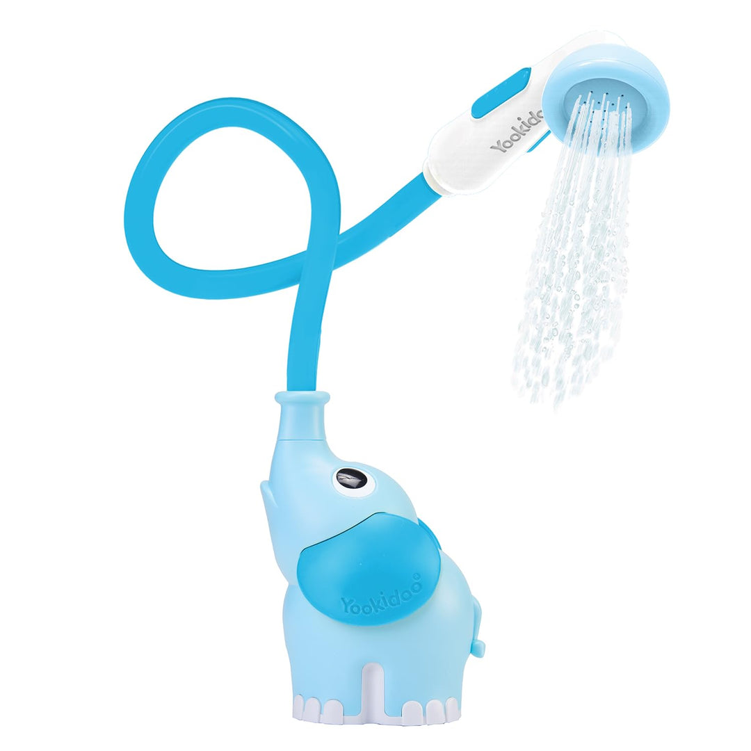 Yookidoo Duschkopf für Baby-Badewanne, Elefanten-Wasserpumpe mit Stammauslauf und Spüler, kontrollie