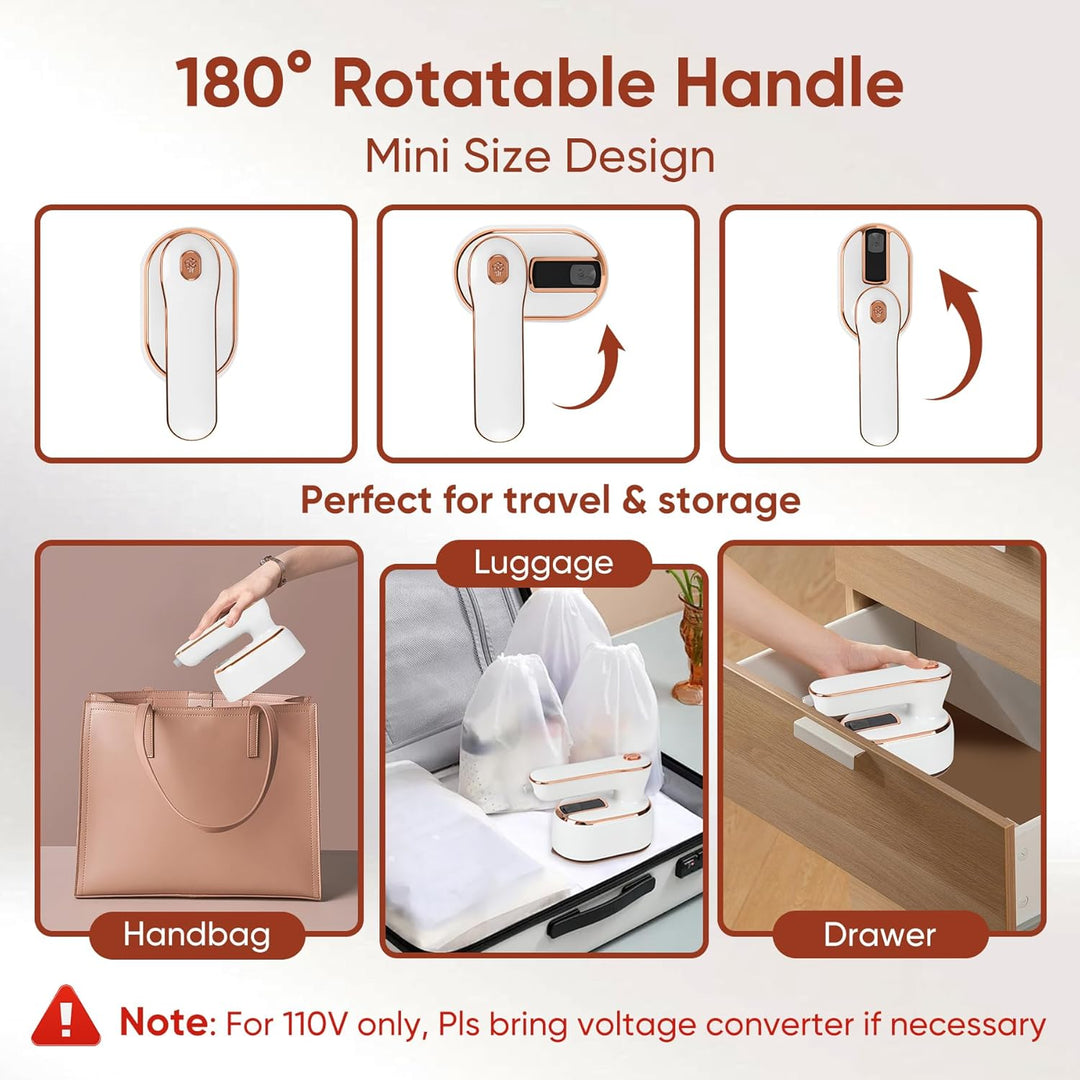 ZStarlite Steamer Dampfbügeleisen Kleidung Keramikplattendesign, Faltbares 1000W Dampfglätter Reiseb