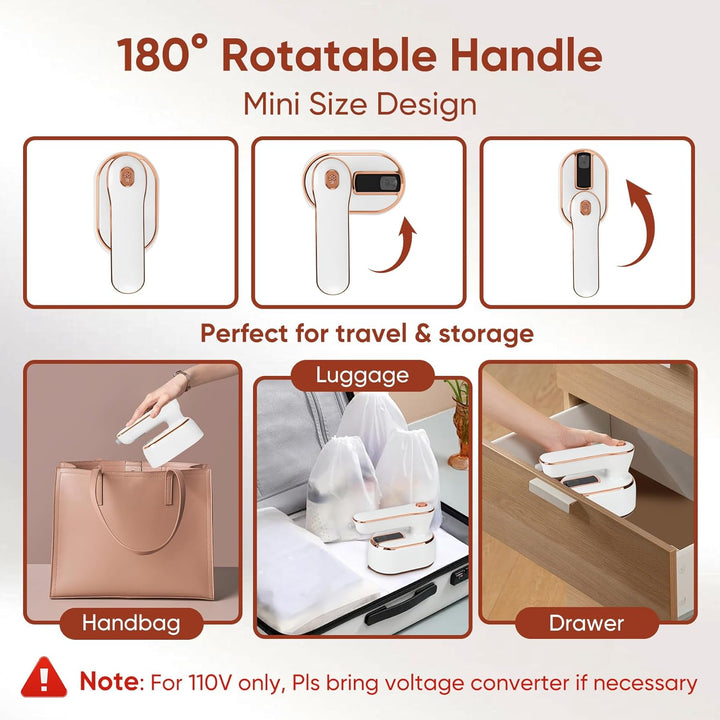 ZStarlite Steamer Dampfbügeleisen Kleidung Keramikplattendesign, Faltbares 1000W Dampfglätter Reiseb
