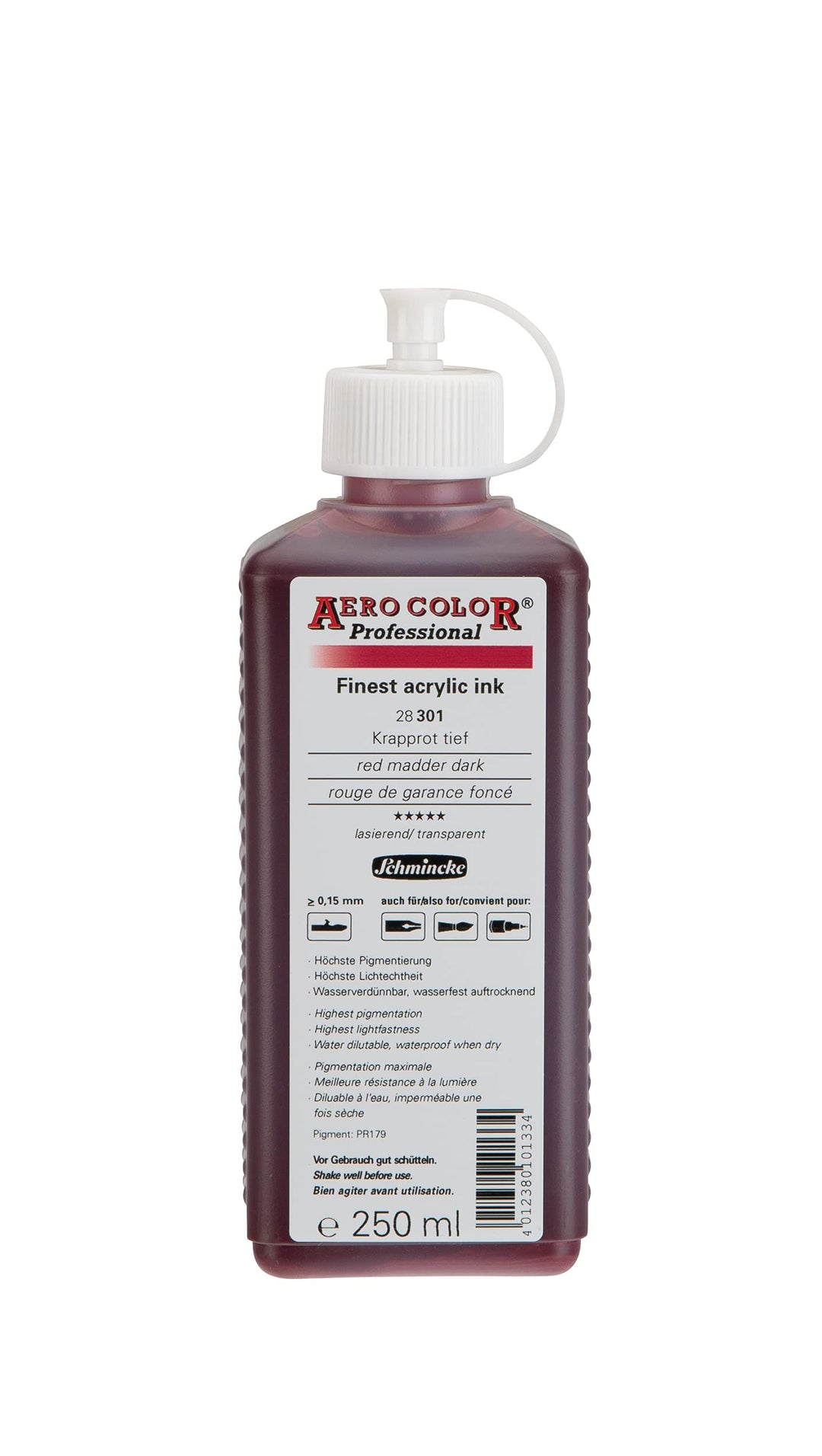 Schmincke - AERO COLOR Professional, Krapprot tief 250 ml, 28301027, feinst-flüssige, farbstarke Acr