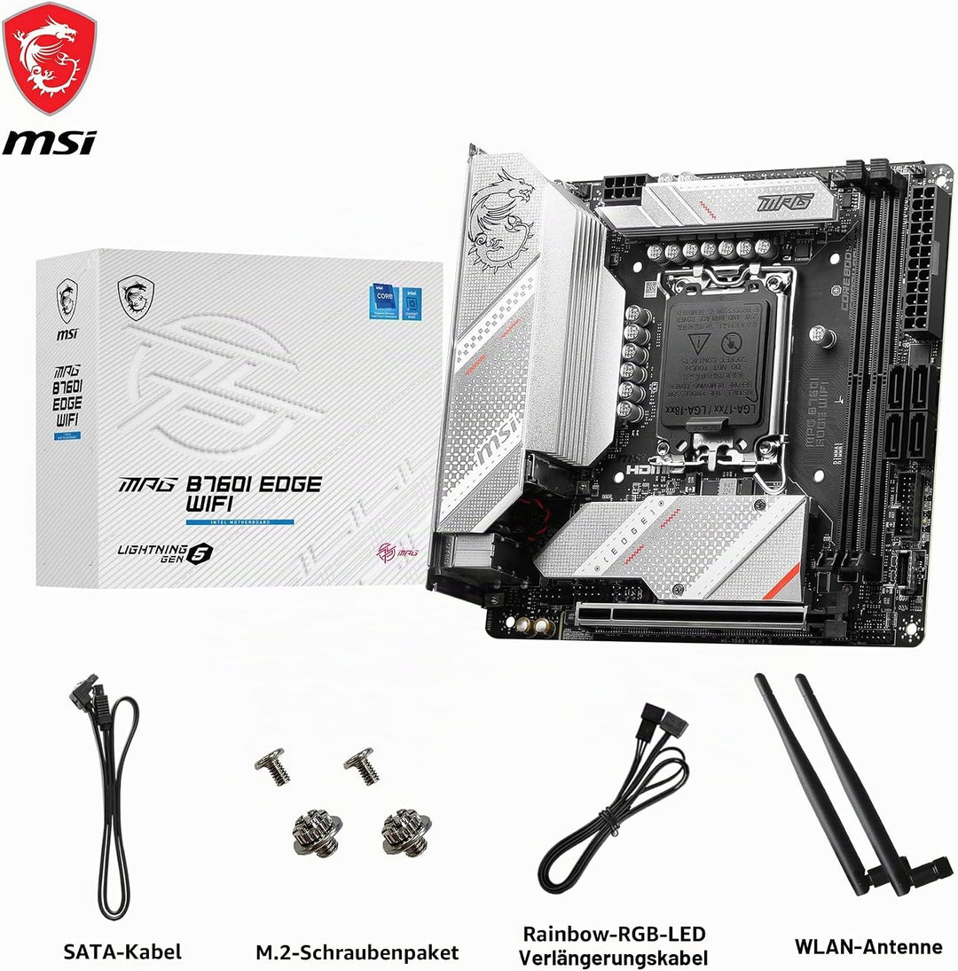 MSI MPG B760I Edge WiFi Motherboard, Mini-ITX - Für Intel Core Prozessoren der 12. und 13. Gen, LGA
