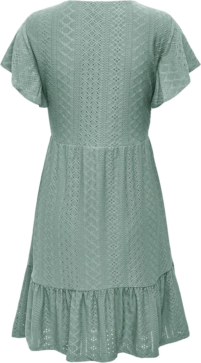ONLY Damen Onlsandra S/S V-Neck Dress JRS S Chinois Green, S Chinois Green