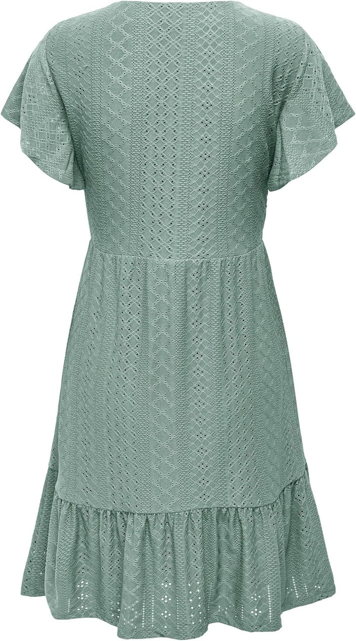 ONLY Damen Onlsandra S/S V-Neck Dress JRS S Chinois Green, S Chinois Green