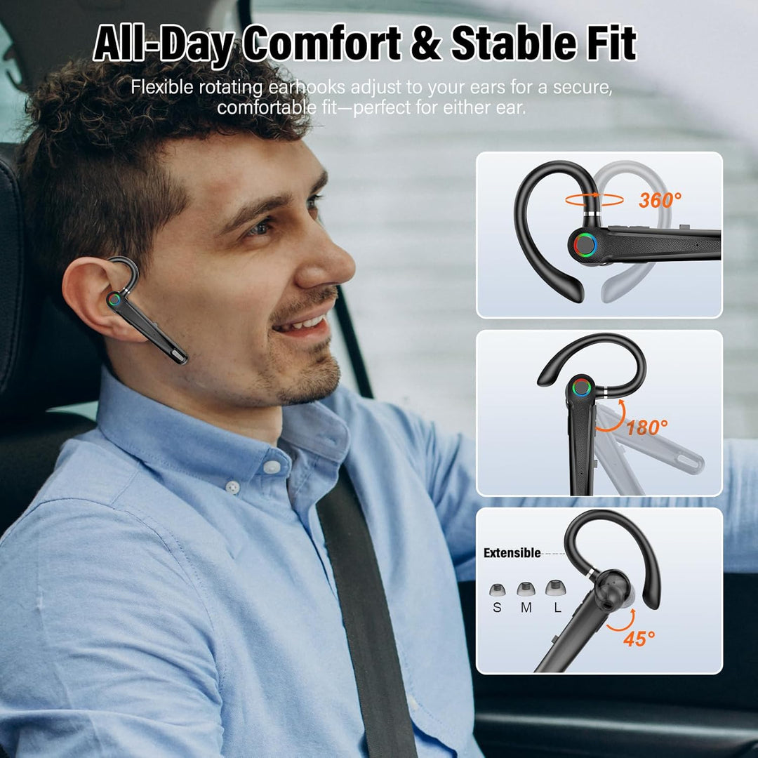 Bluetooth Headset V5.4, Wireless Freisprech Telefon mit CVC 8.0/ENC Dual Mic, APTX, Mute Zwei-Geräte