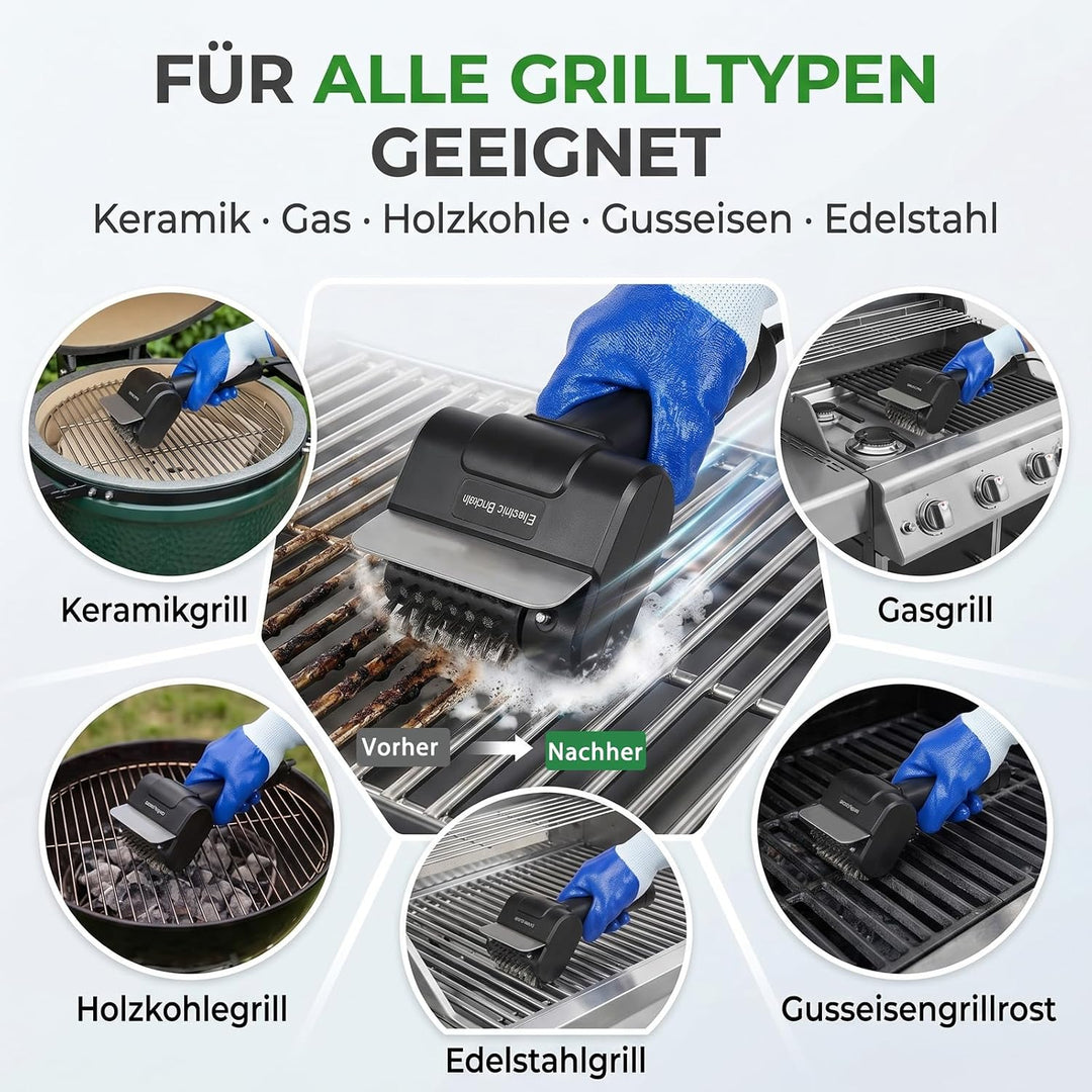 Elektrisches Grillbürstenkabelloser Reiniger mit 2000mAh Akku, 550U/min Motor & Doppelsicherheitssch