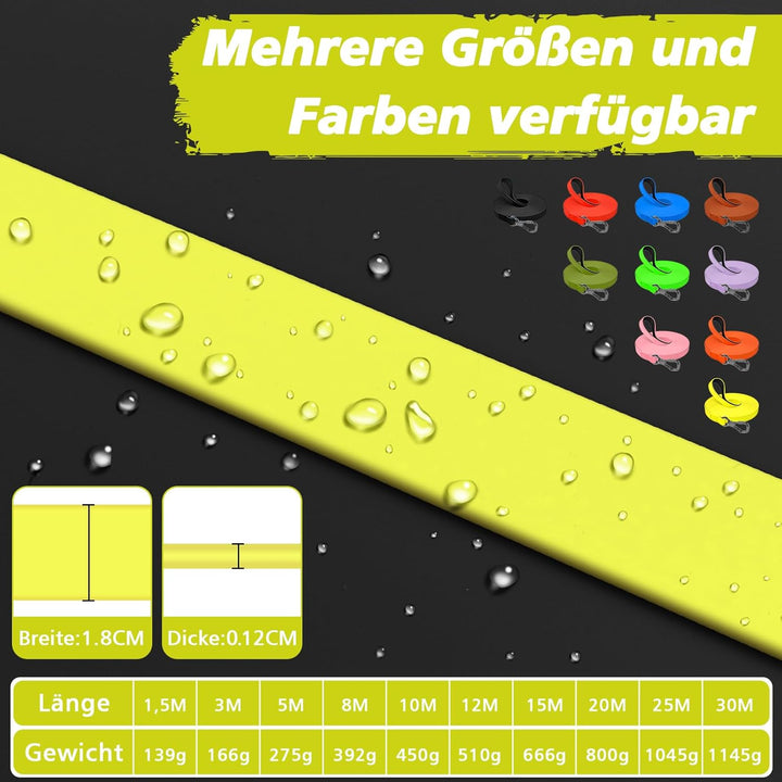 X XBEN Wasserfest Schleppleine für Hunde,15M Gummierte Schleppleine mit Abschliessbarer Karabine, Hu