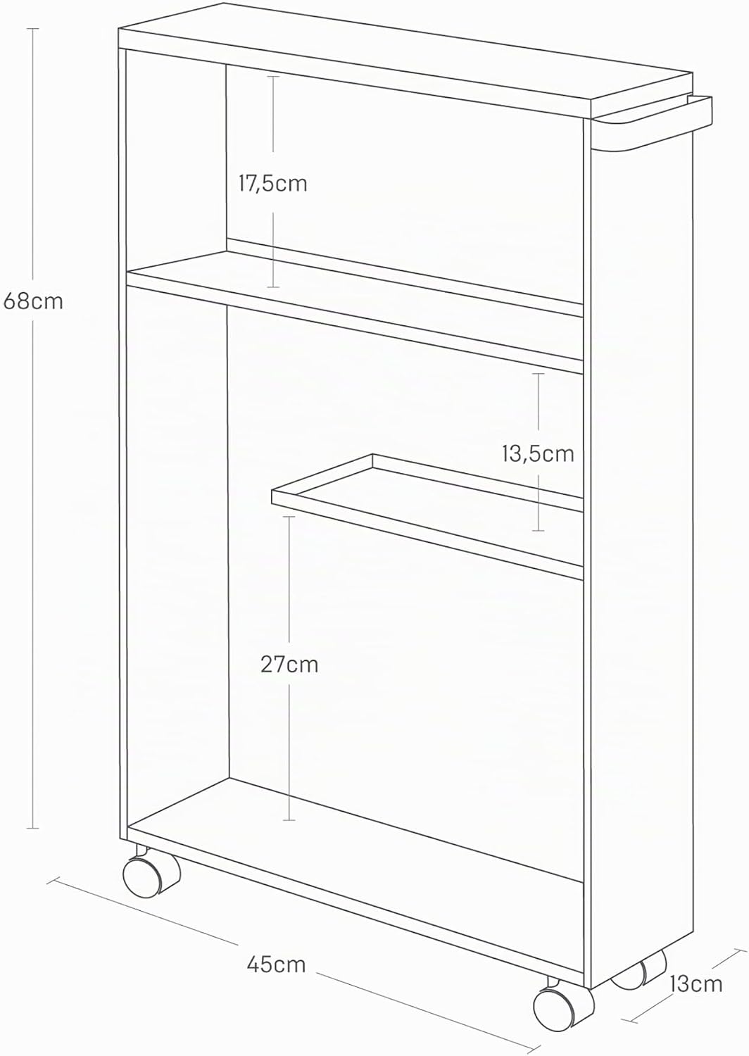 Semi-Closed storage cart - Tower - white Weiss, Weiss