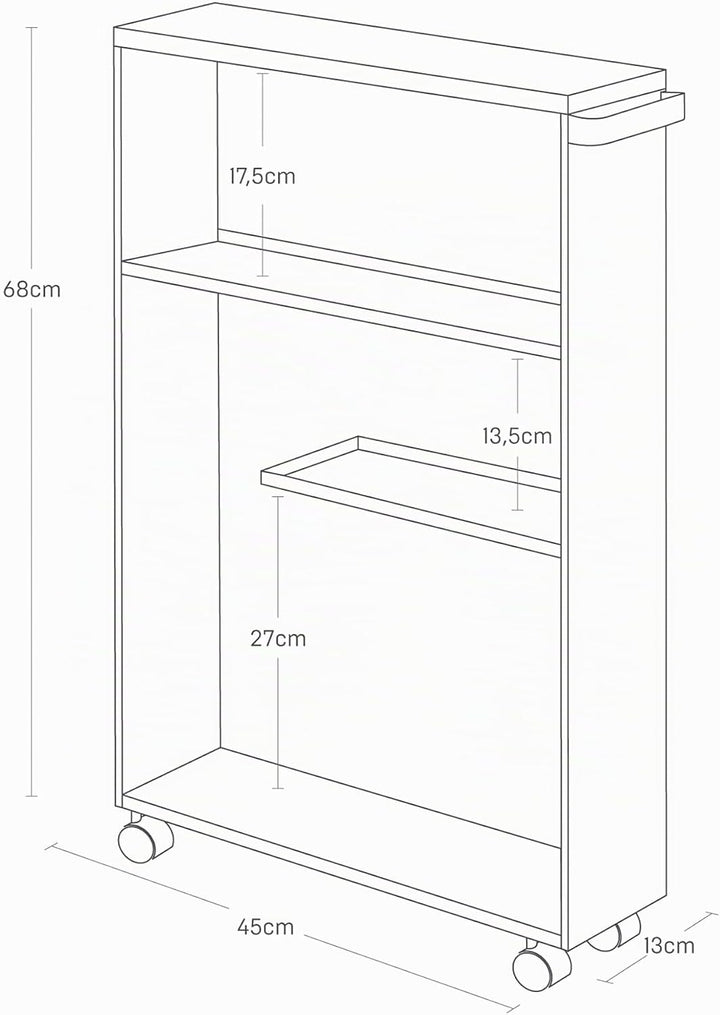 Semi-Closed storage cart - Tower - white Weiss, Weiss